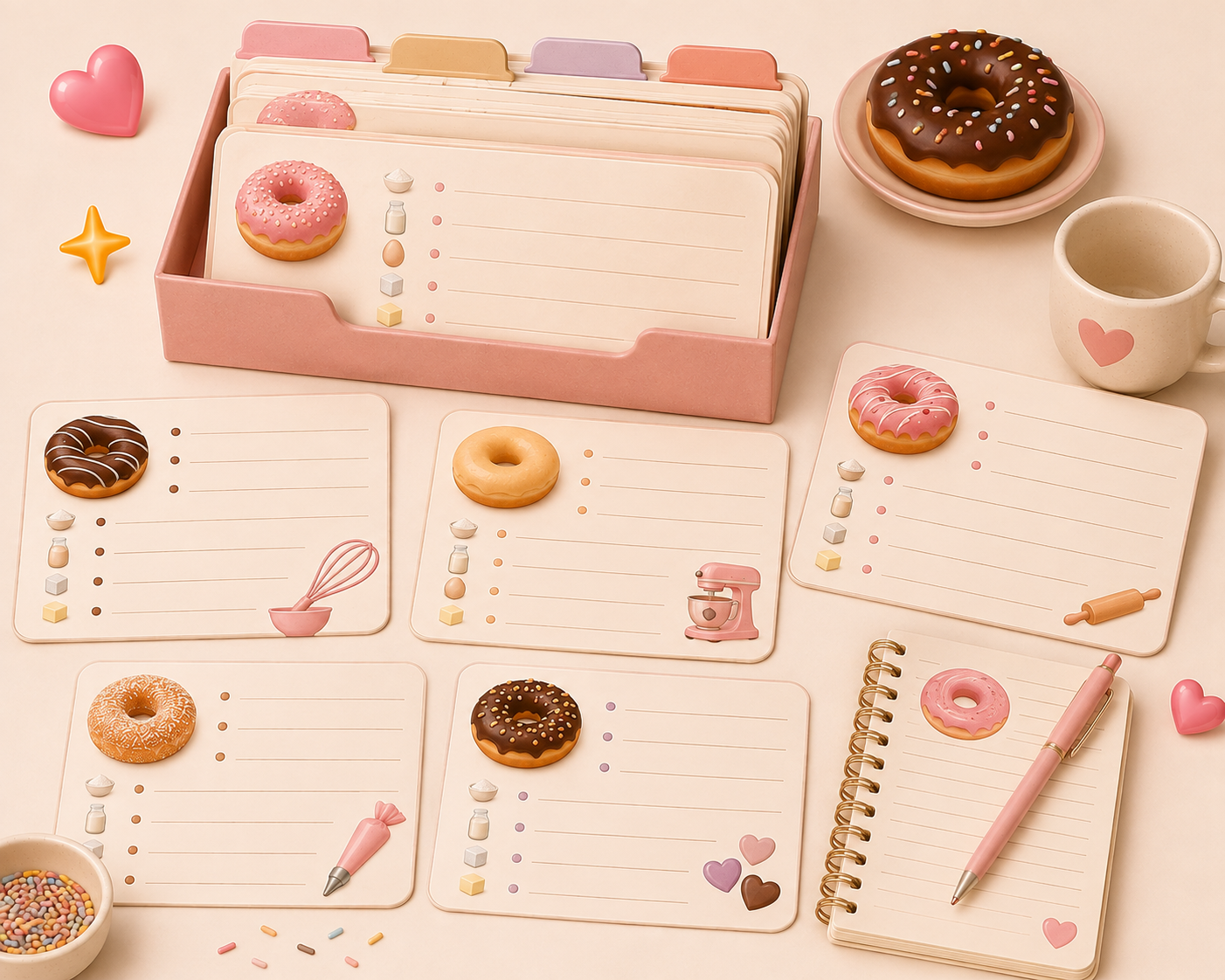 Printable Donut Recipe Cards & Baking Notes